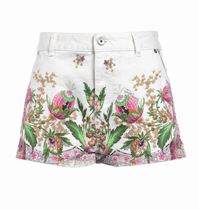 Just Cavalli Allover Floral Printed Denim Shorts