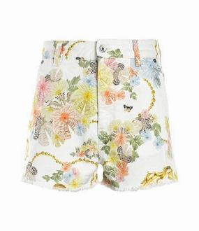 Just Cavalli Allover Graphic Print Denim Shorts