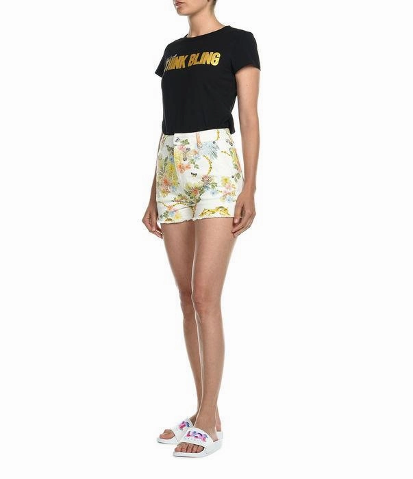 Just Cavalli Allover Graphic Print Denim Shorts