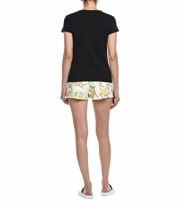 Just Cavalli Allover Graphic Print Denim Shorts
