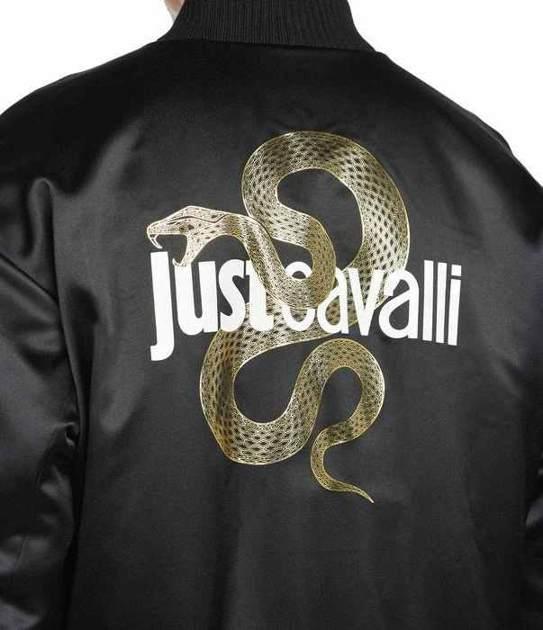 Just Cavalli Back Snake Logo Print Bomber Jacket