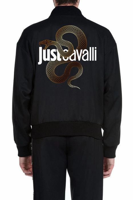 Just Cavalli Back Snake Logo Print Bomber Jacket