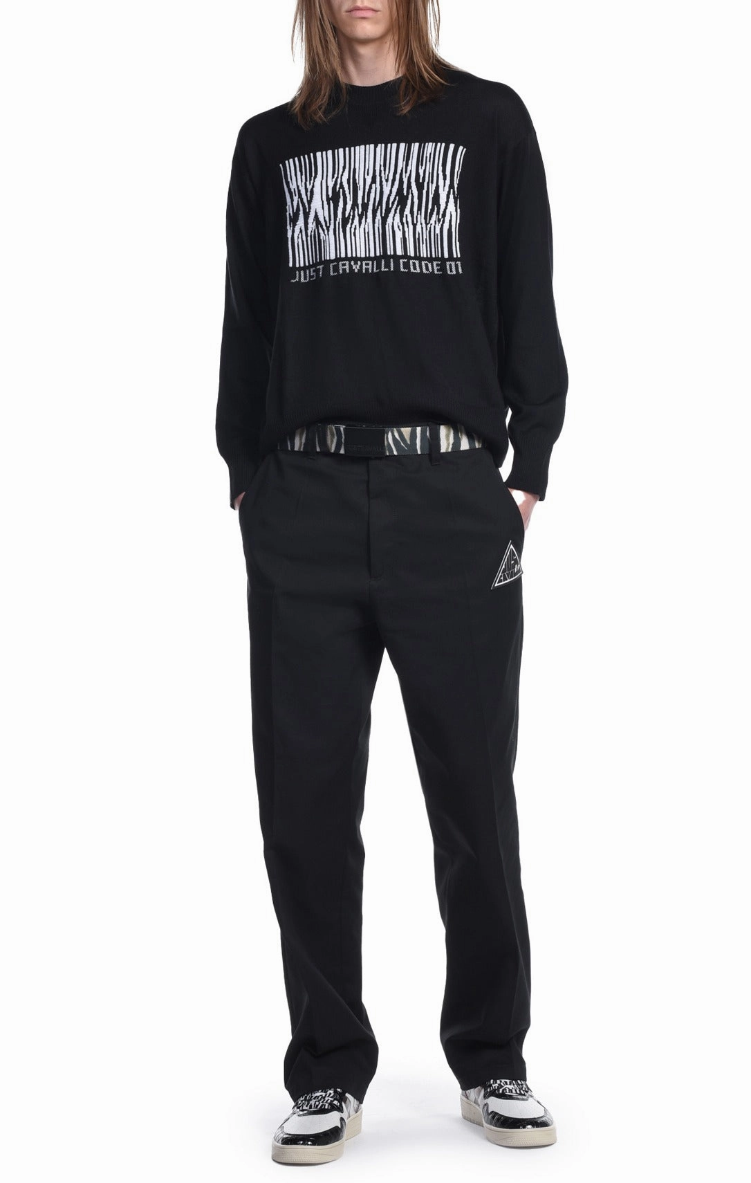Just Cavalli Graphic Intarsia Knitted Sweater