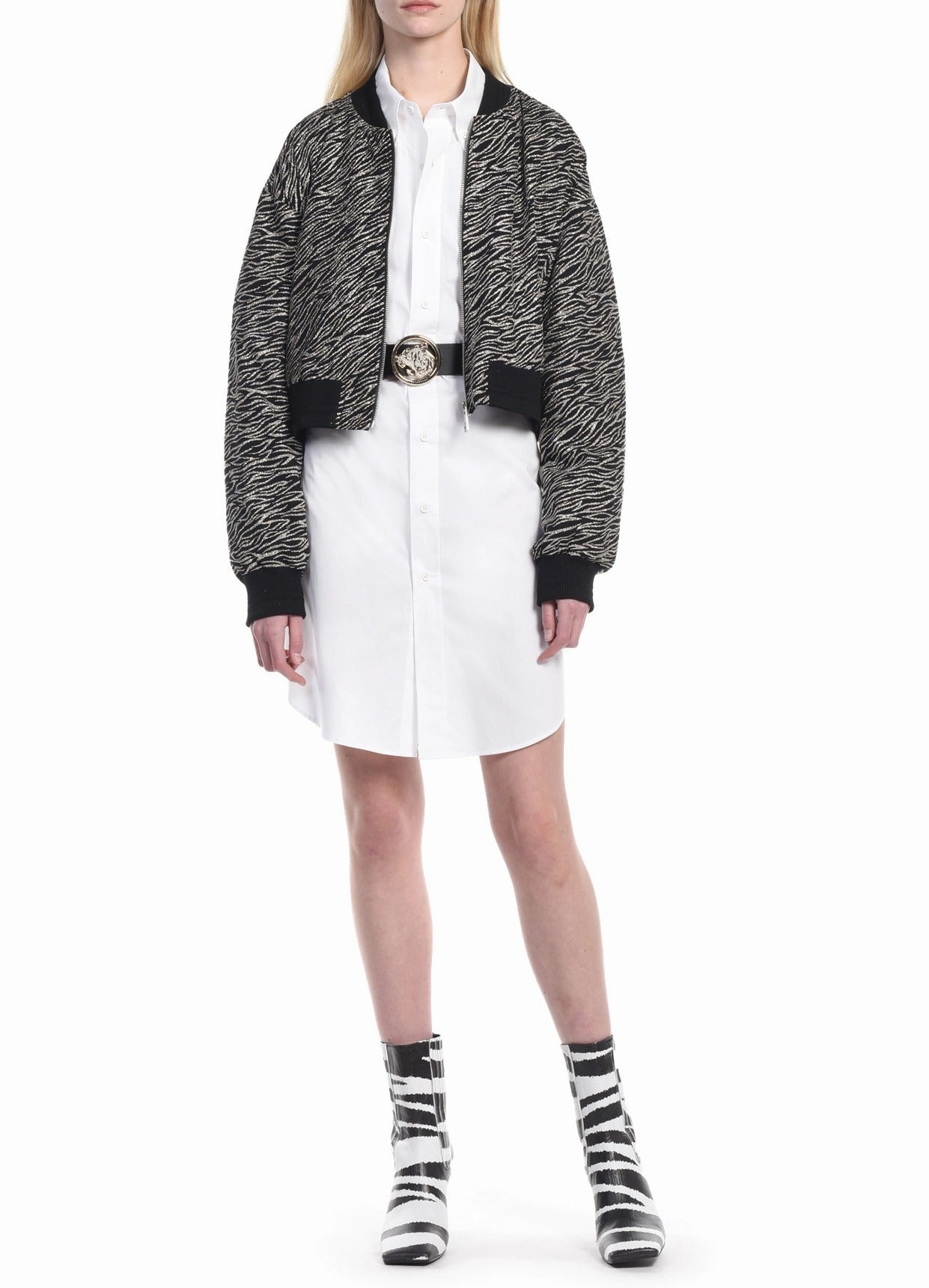 Just Cavalli Metallic Animal Print Bomber Jacket