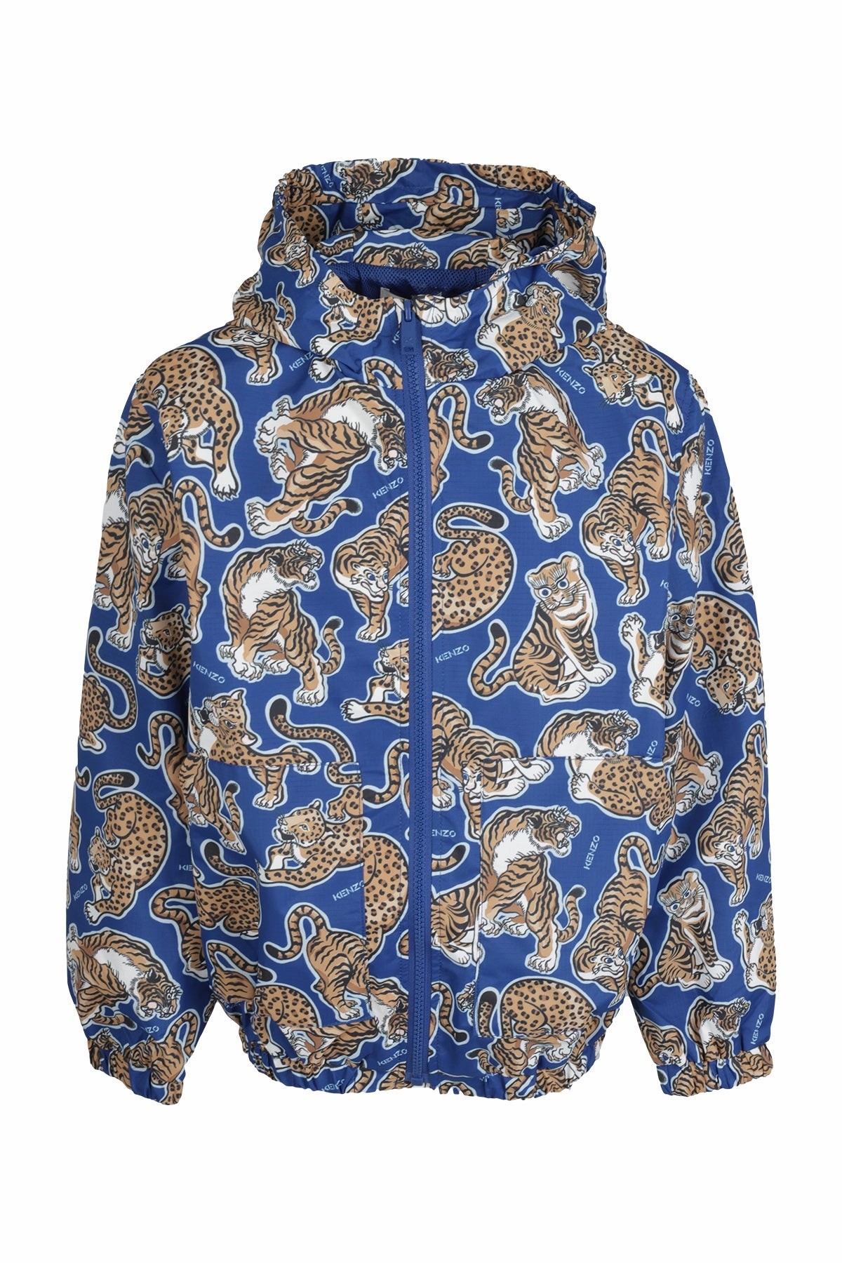 Kenzo Kids Allover Tiger Printed Zip-Up Hooded Jacket