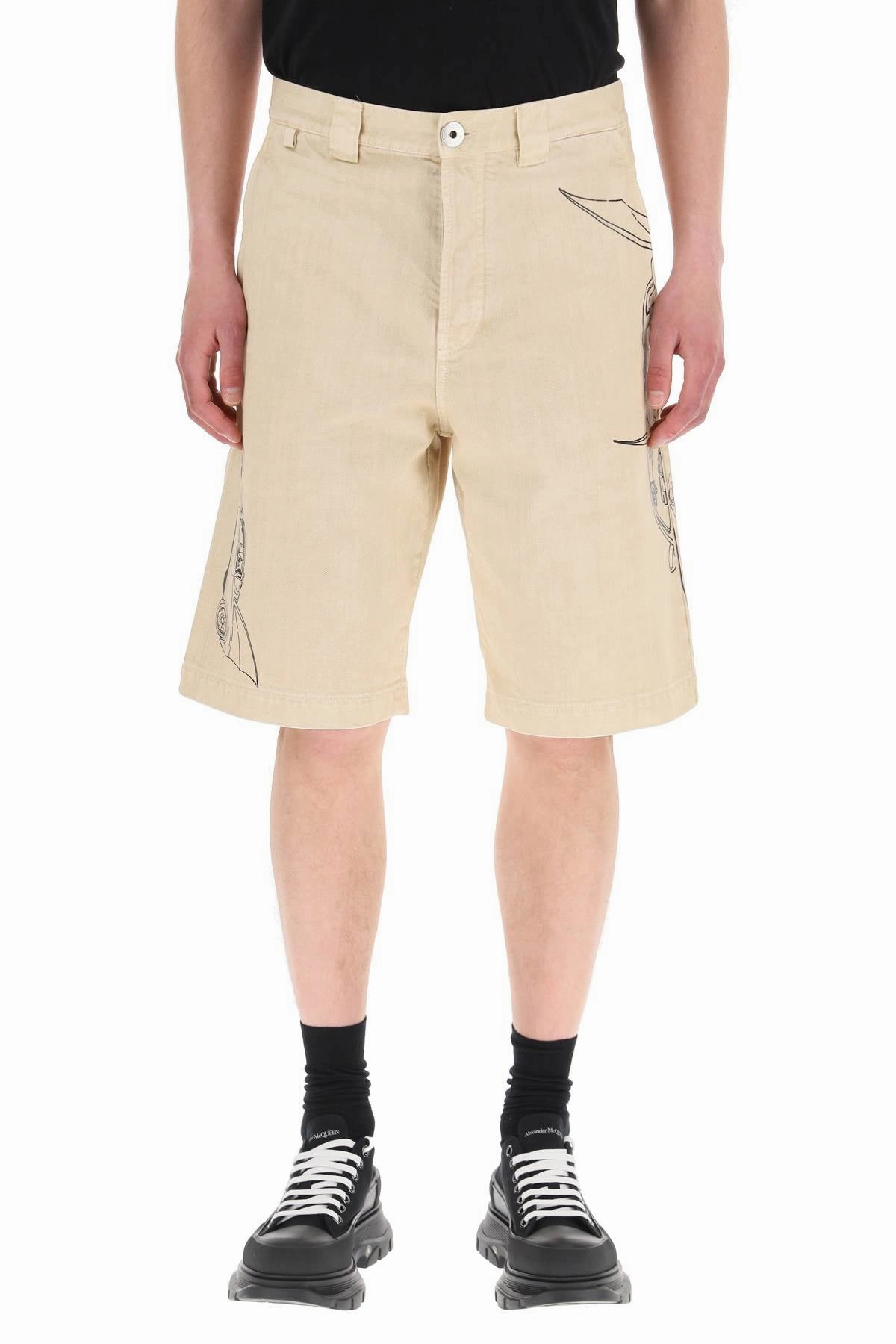 Lanvin Batman Printed Denim Shorts
