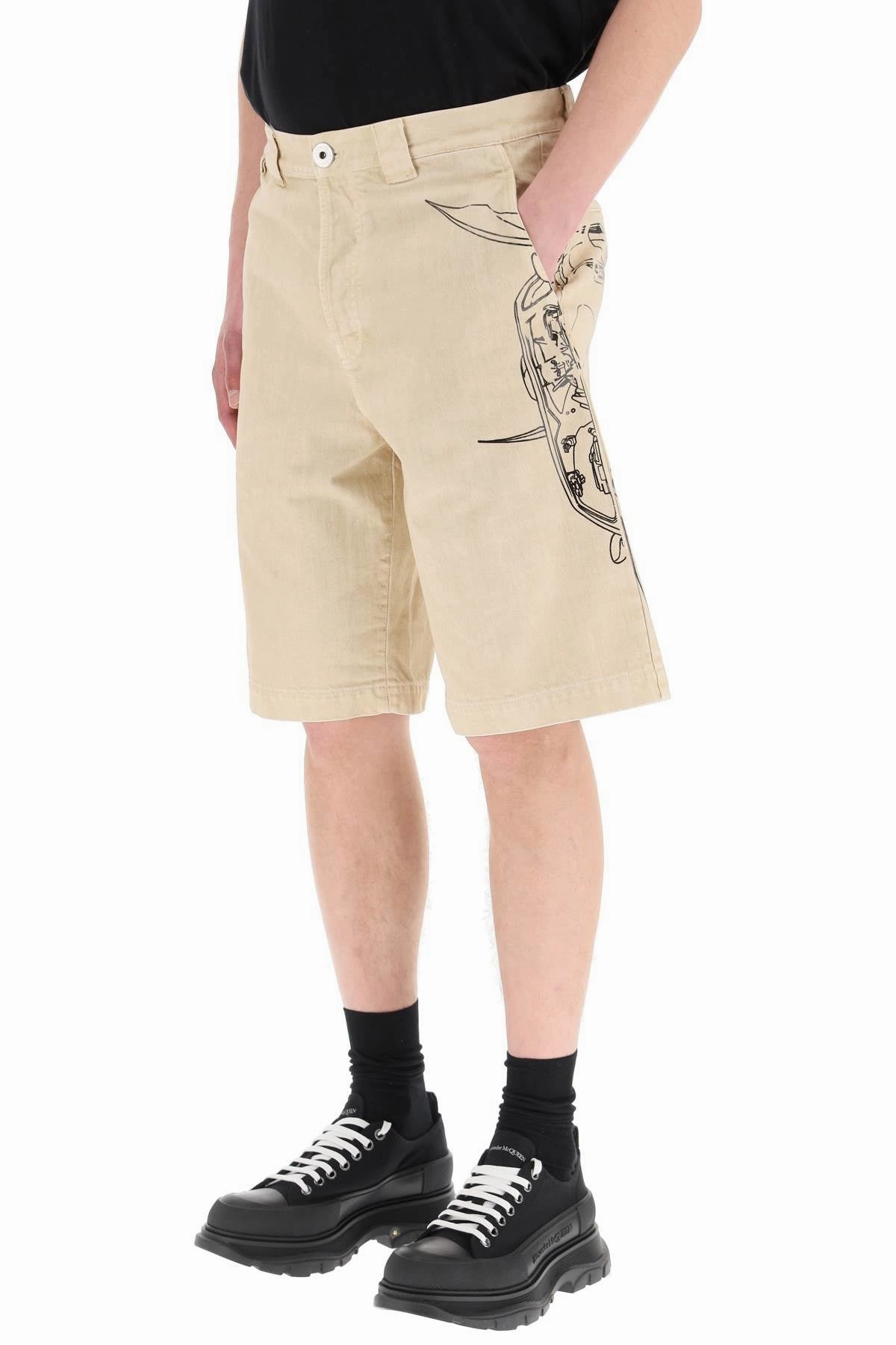 Lanvin Batman Printed Denim Shorts