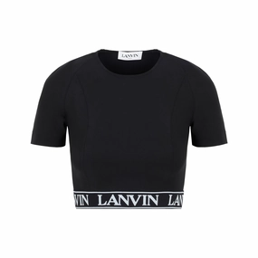 Lanvin Logo Waistband High-Neck Top