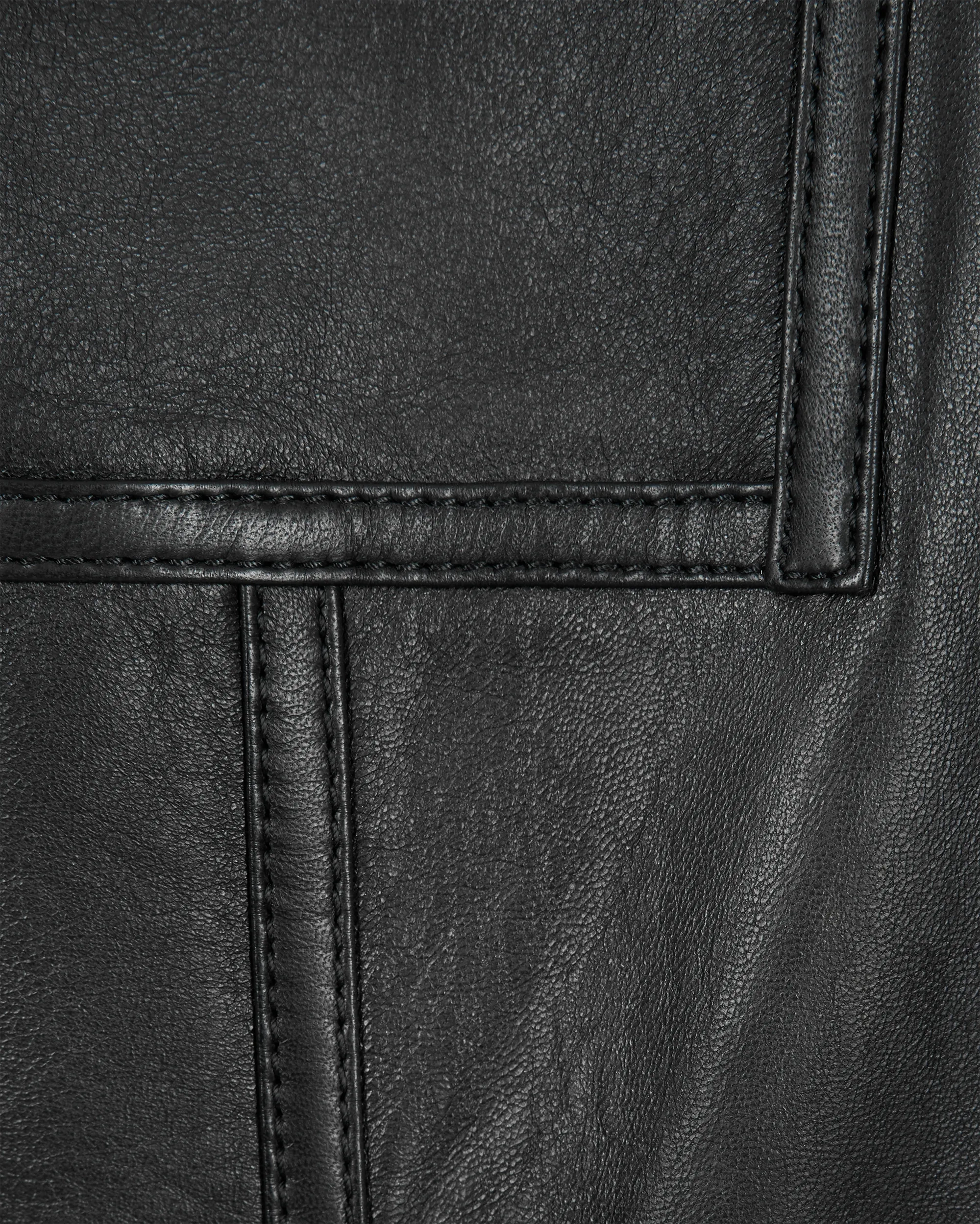 Leather Moto Jacket With Woven Chain Detail
