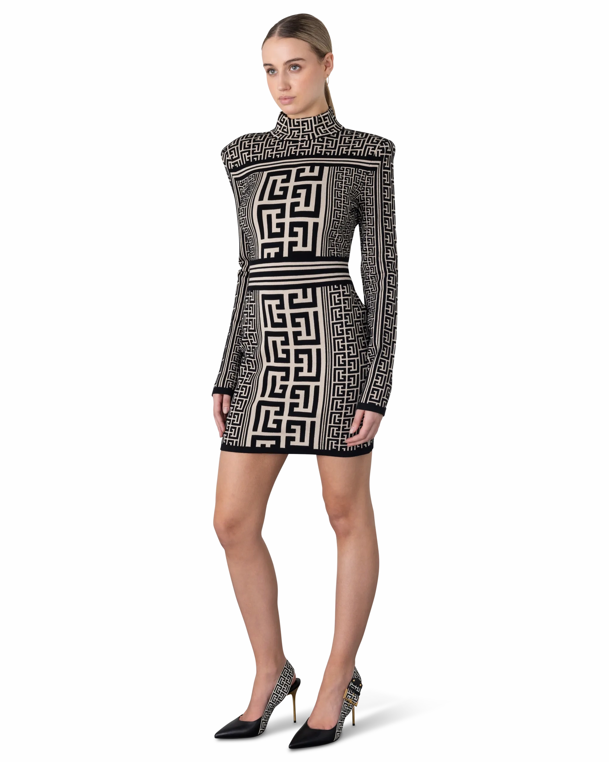 Long Sleeve Monogram Mini Dress