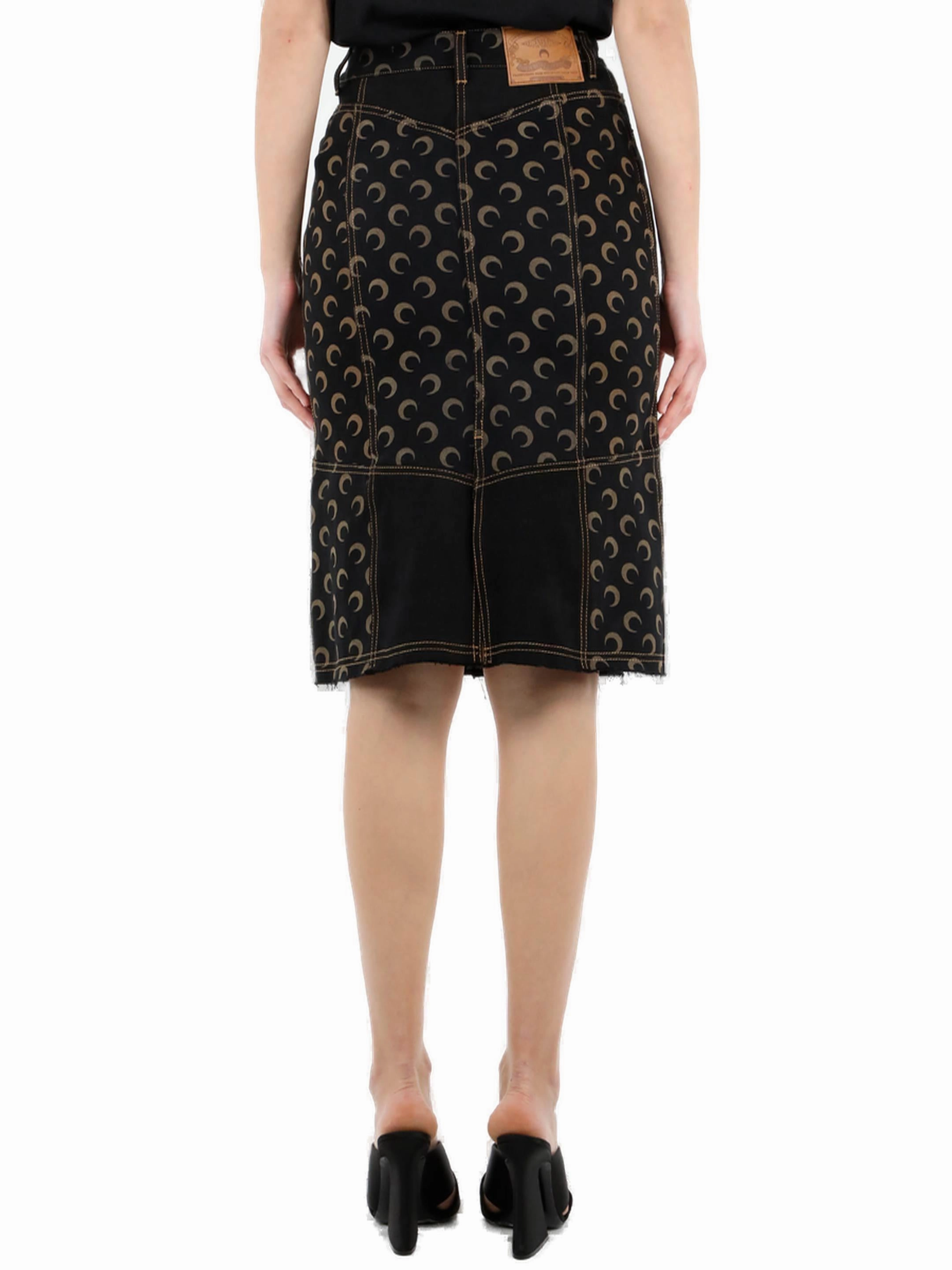 Marine Serre Buttoned Midi Denim Skirt