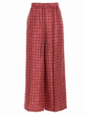 Max Mara Robin Motif Print Wide-Leg Pants
