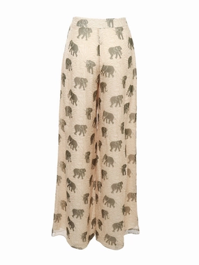 Max Mara Studio Allover Printed Wide Leg Trousers