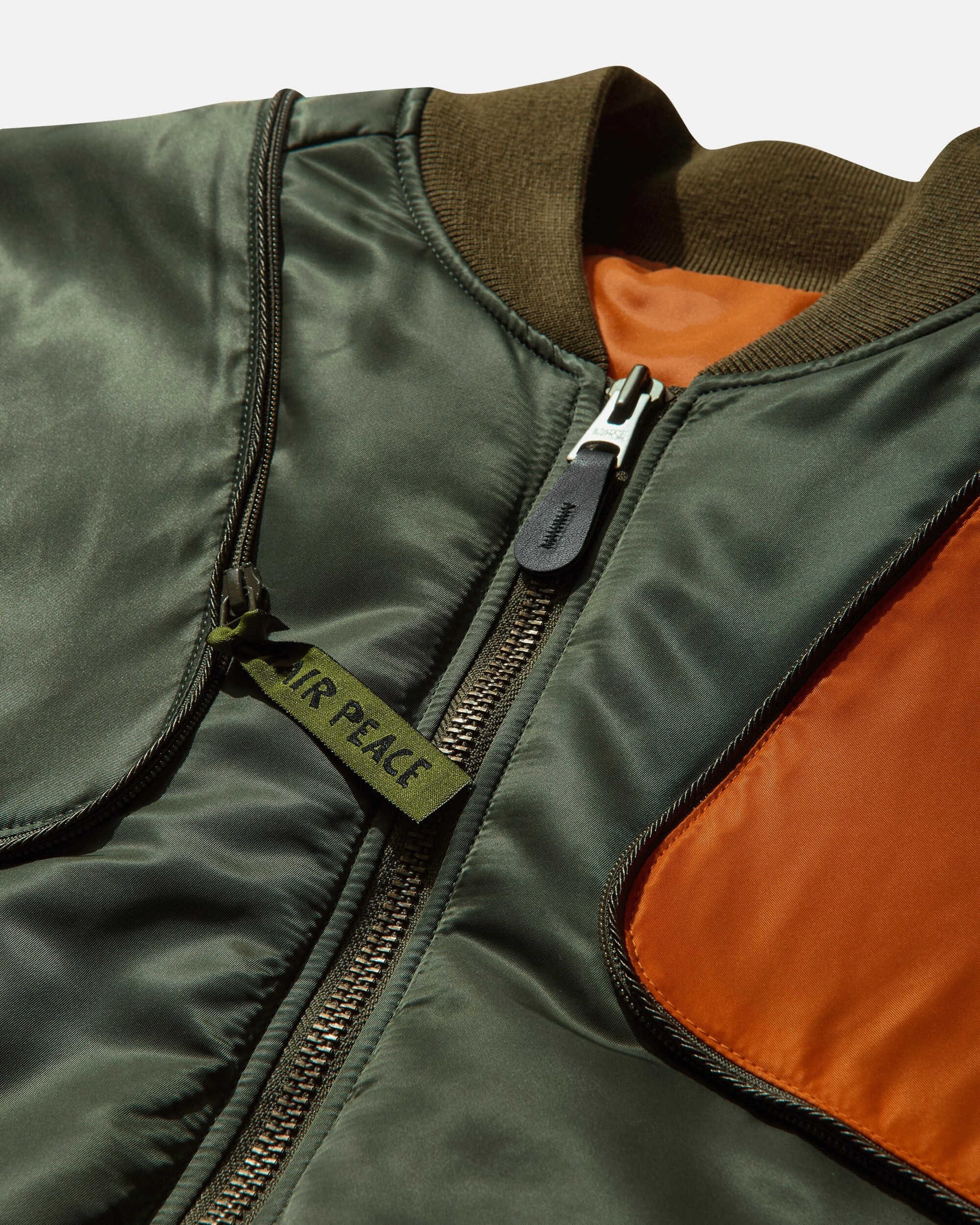 Men's MA-1 Nylon Sham Bomber Jacket Khaki