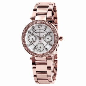 Michael Kors MK5616 Women's Parker Mini Rose Gold Steel Bracelet Crystal MOP Dial Day Date Watch