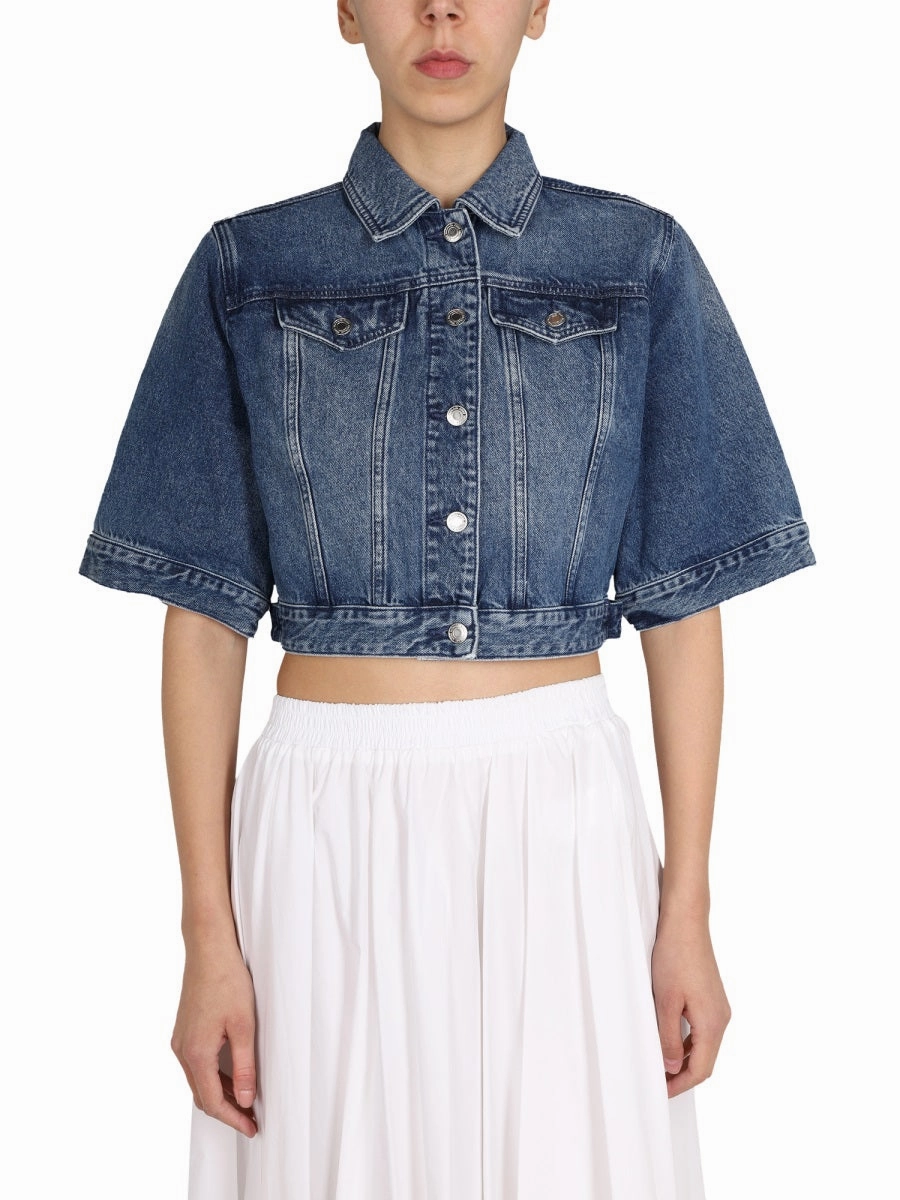 Michael Michael Kors Short-Sleeved Cropped Denim Jacket