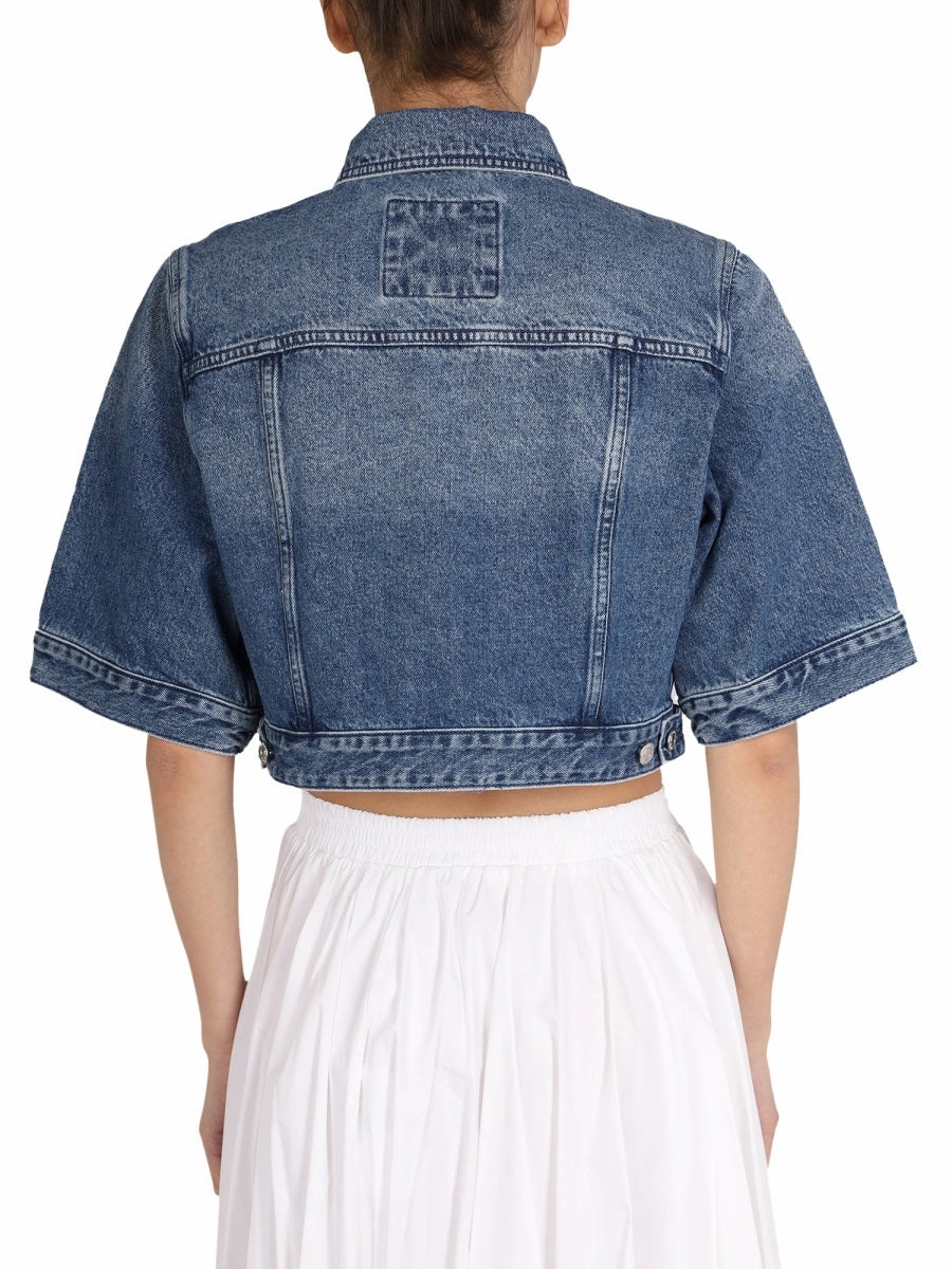 Michael Michael Kors Short-Sleeved Cropped Denim Jacket