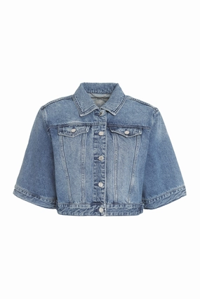 Michael Michael Kors Short-Sleeved Cropped Denim Jacket