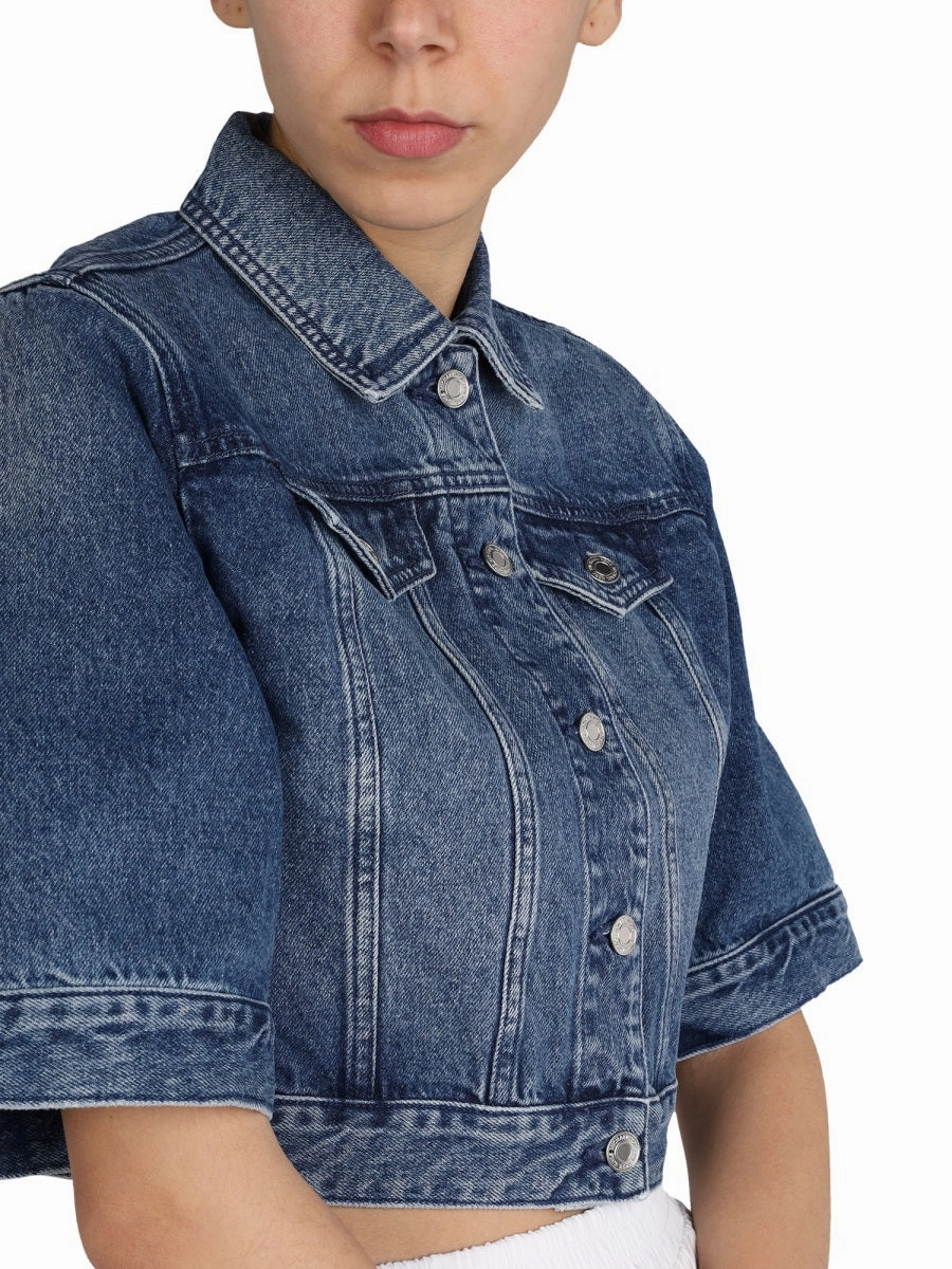 Michael Michael Kors Short-Sleeved Cropped Denim Jacket