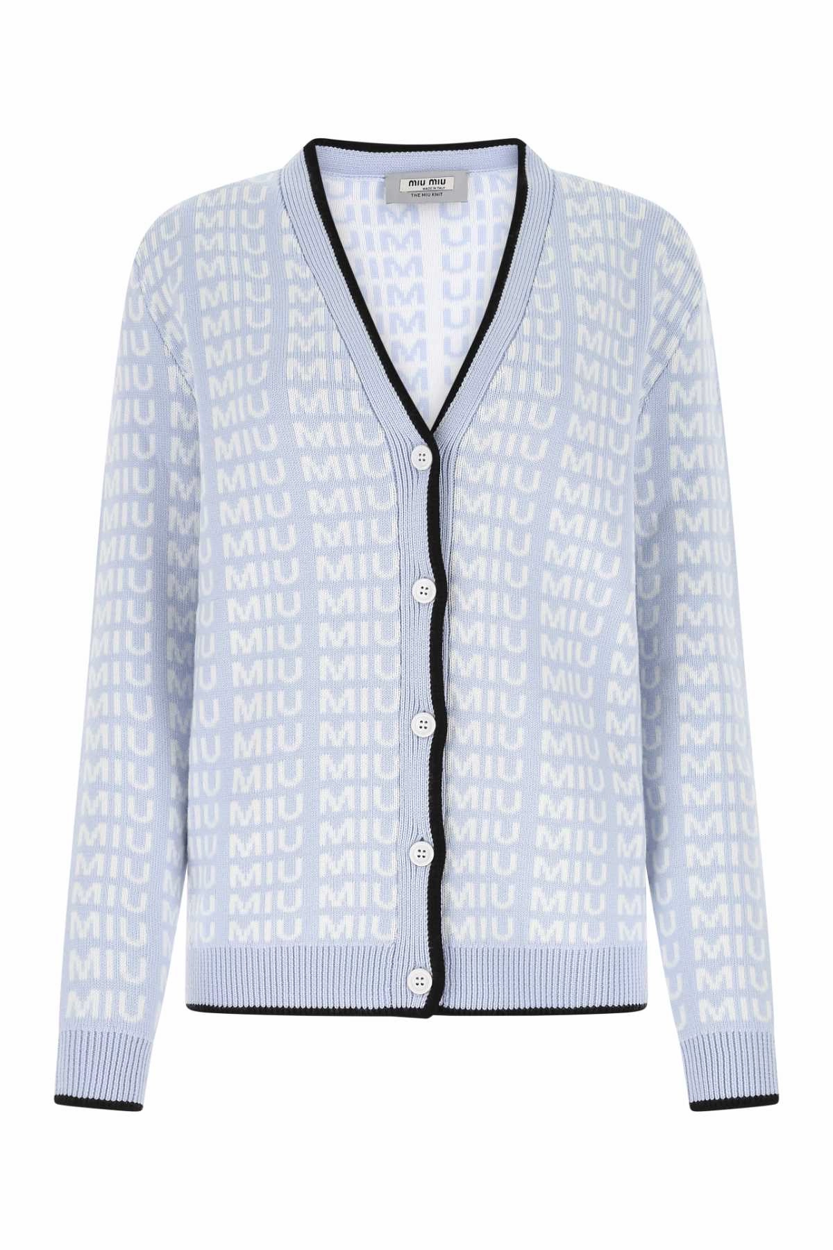 Miu Miu V-Neck Logo Buttoned Cardigan