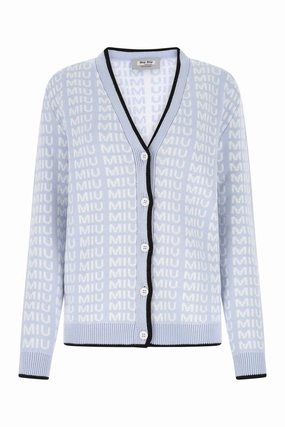 Miu Miu V-Neck Logo Buttoned Cardigan
