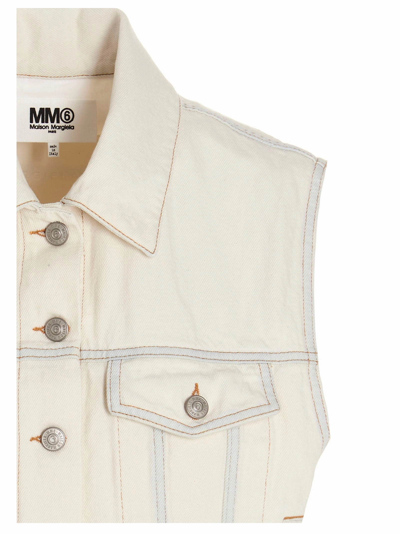 MM6 Maison Margiela Denim Sleeveless Buttoned Jacket
