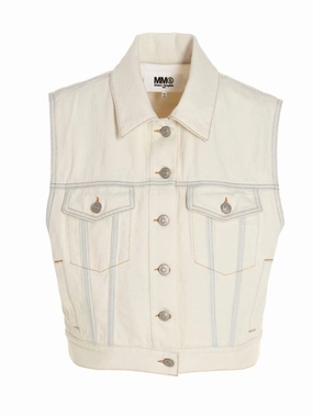 MM6 Maison Margiela Denim Sleeveless Buttoned Jacket