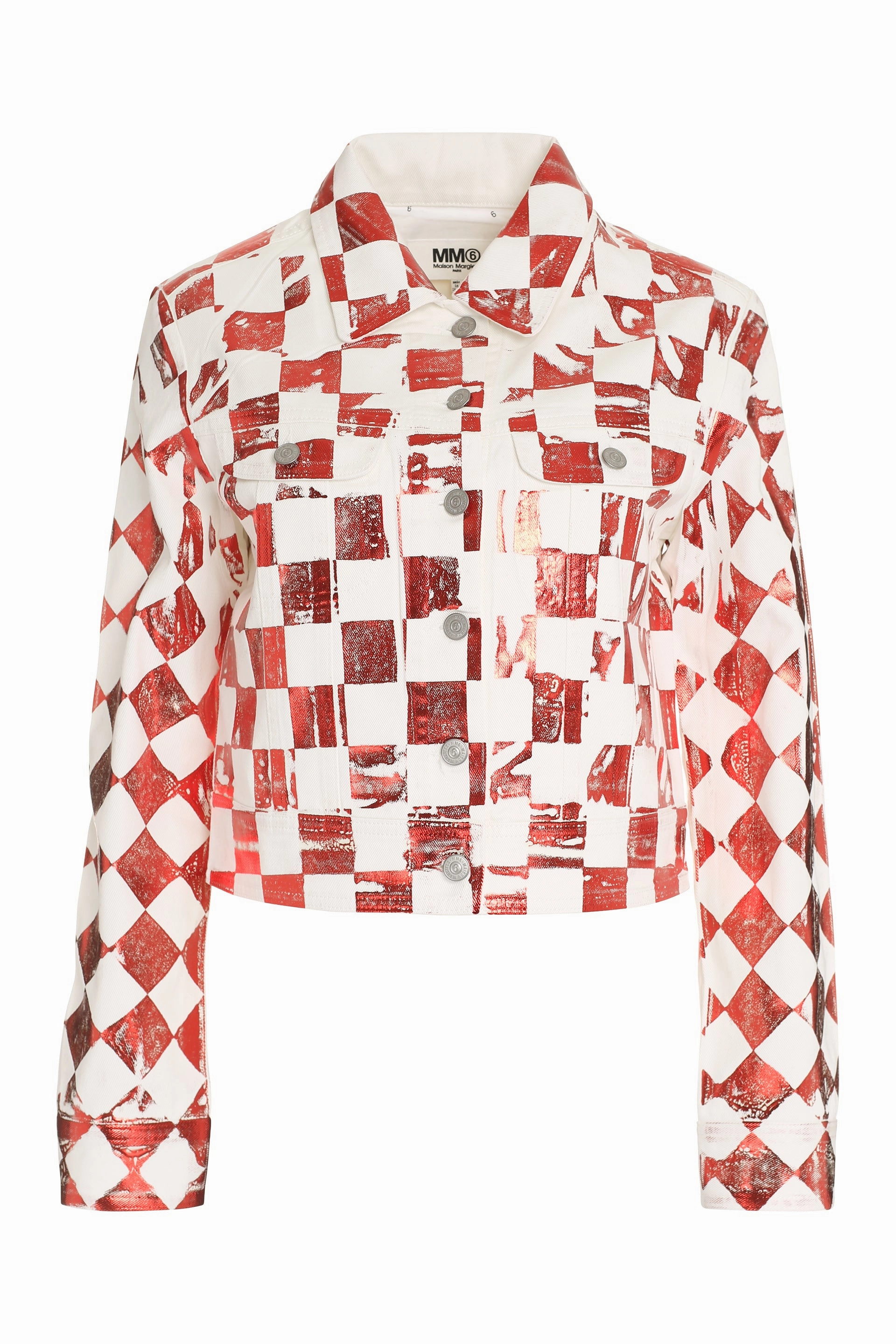 MM6 Maison Margiela Metallic Check Printed Denim Jacket