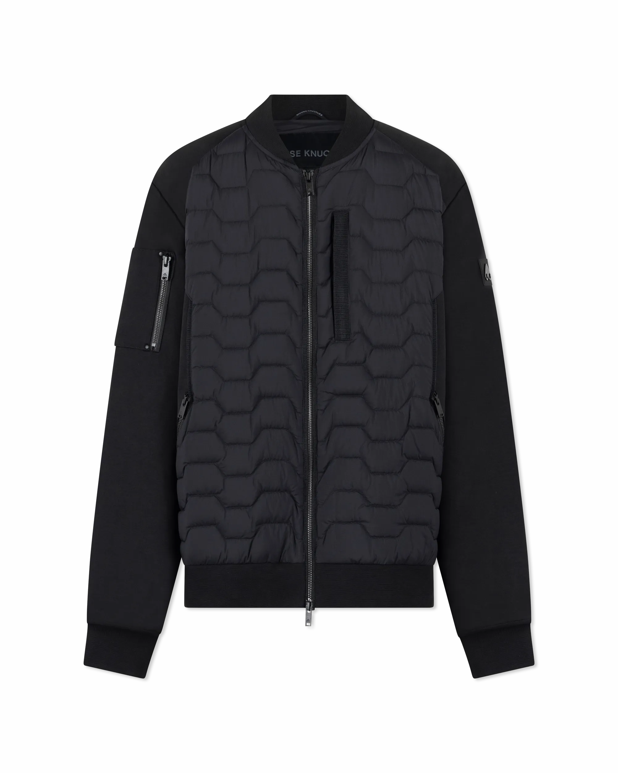Moose Knuckles Granite Down Hybrid Bomber Jacket