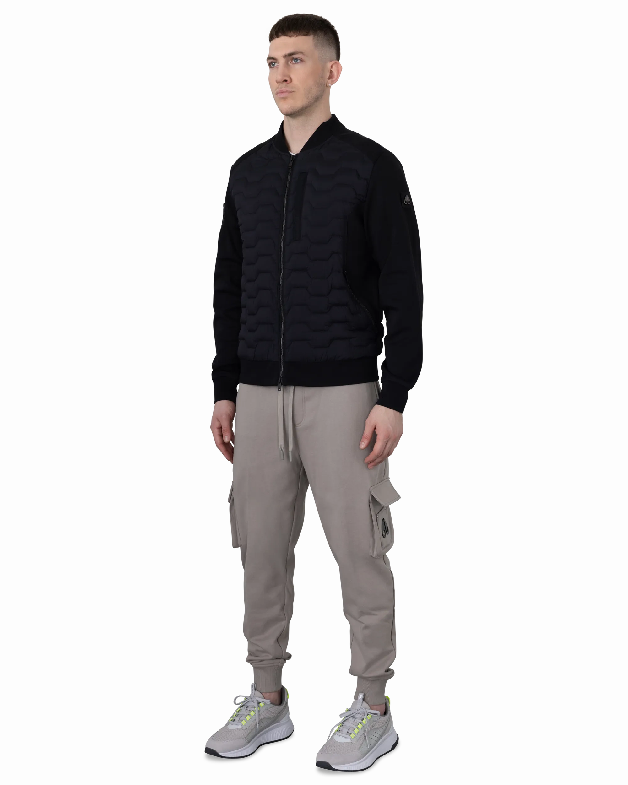 Moose Knuckles Granite Down Hybrid Bomber Jacket