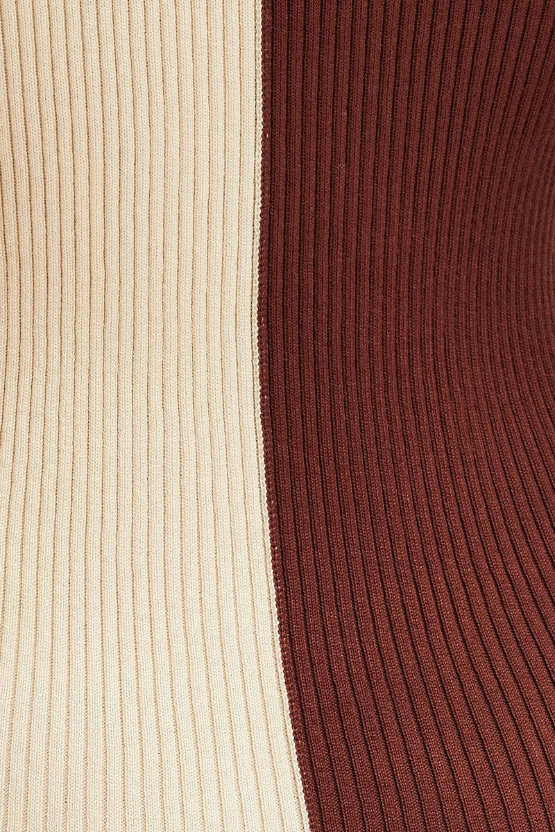 Multi Colorblock Button Front Knit Dress
