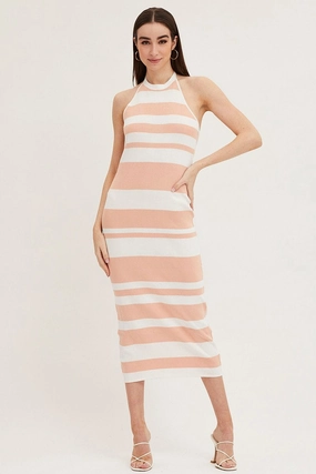 Multi Kint Midi Dress