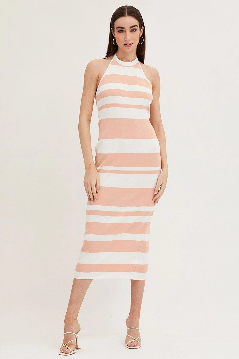 Multi Kint Midi Dress