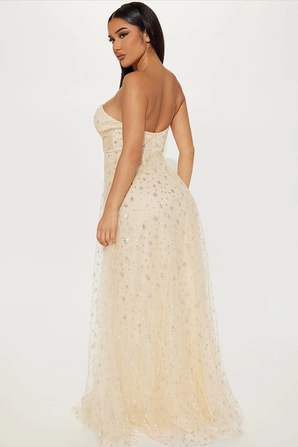 Nova Dress in Cream/Silver