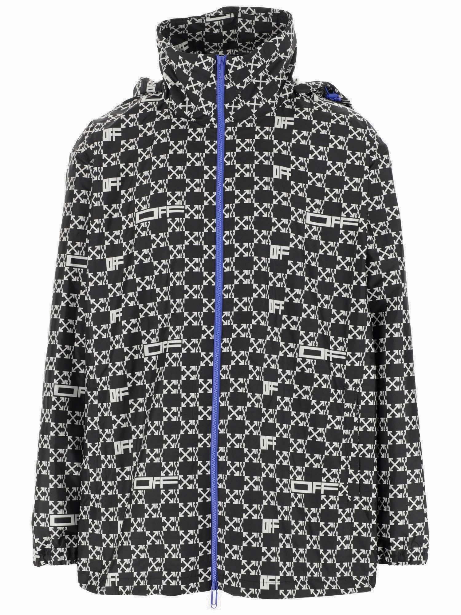 Off-White All-Over Logo Printed Zipped Windbreaker