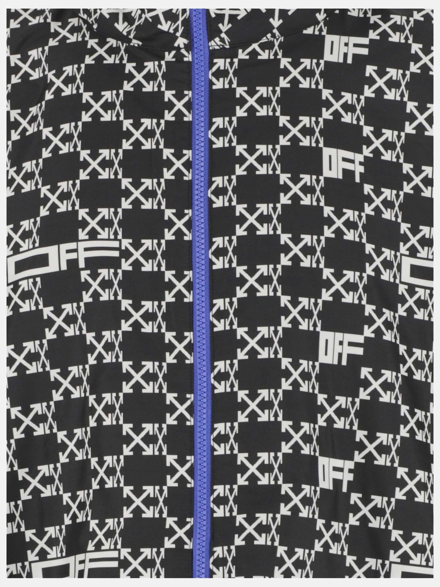 Off-White All-Over Logo Printed Zipped Windbreaker