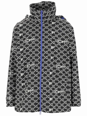 Off-White All-Over Logo Printed Zipped Windbreaker