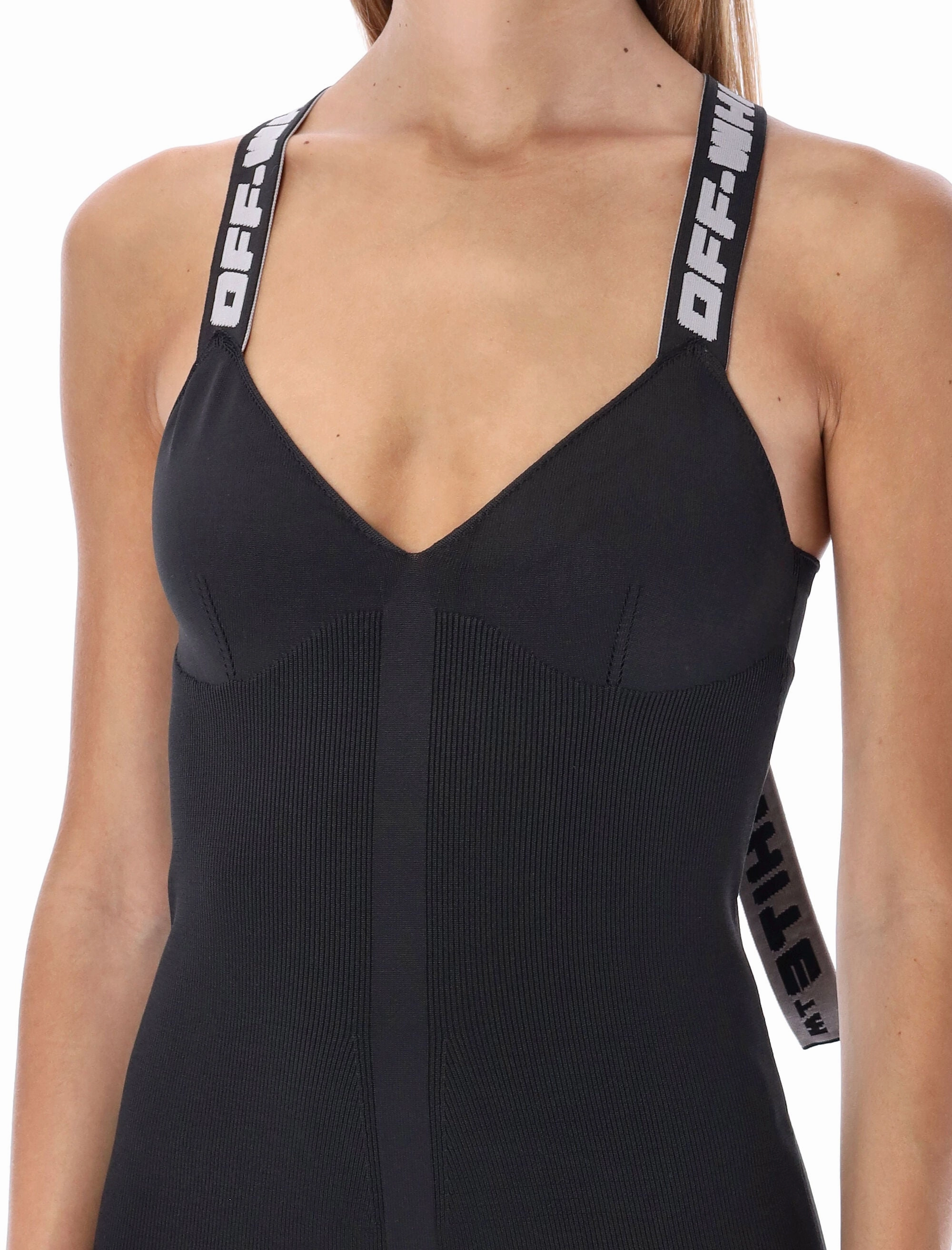 Off-White Criss-Cross Strap V-Neck Dress