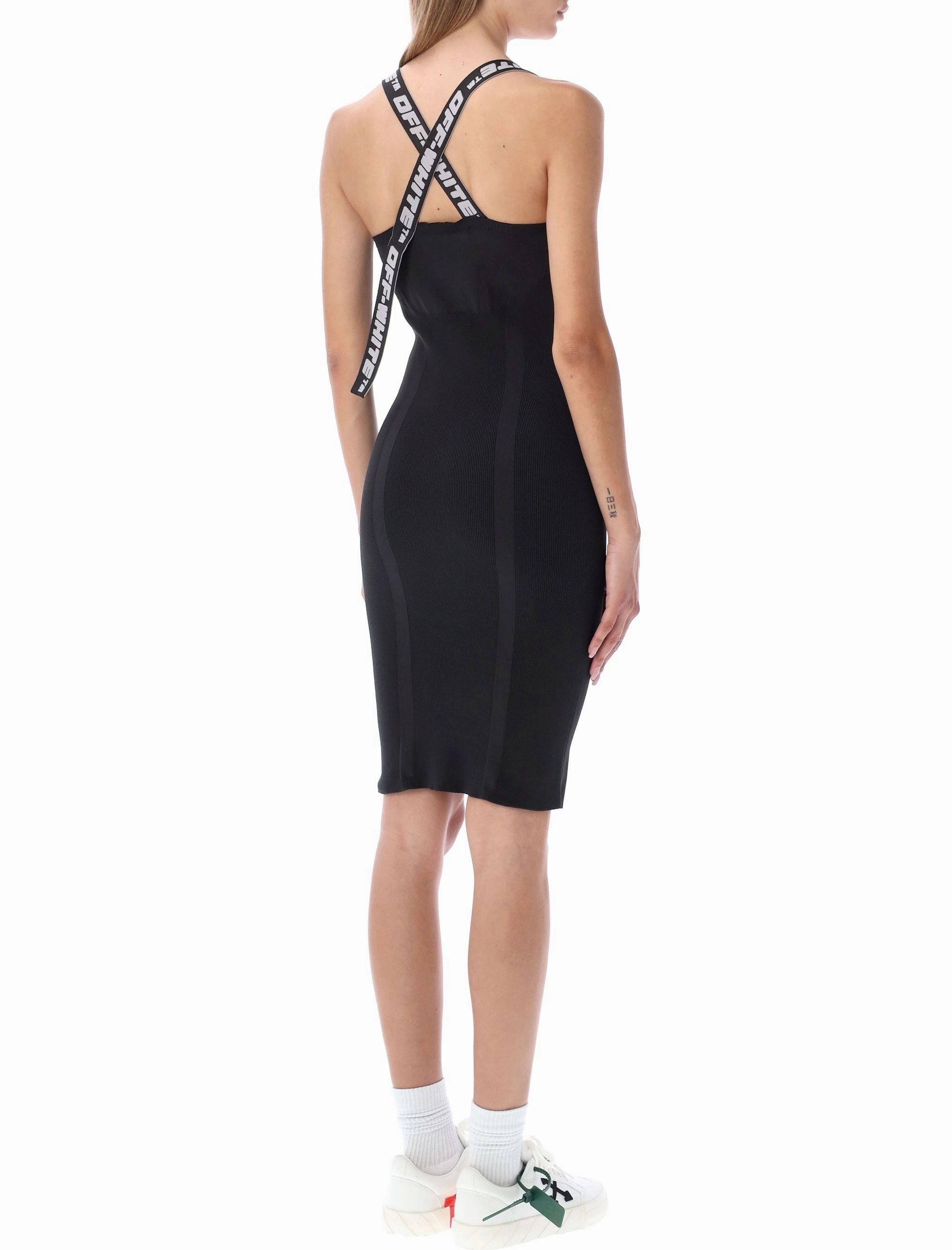 Off-White Criss-Cross Strap V-Neck Dress