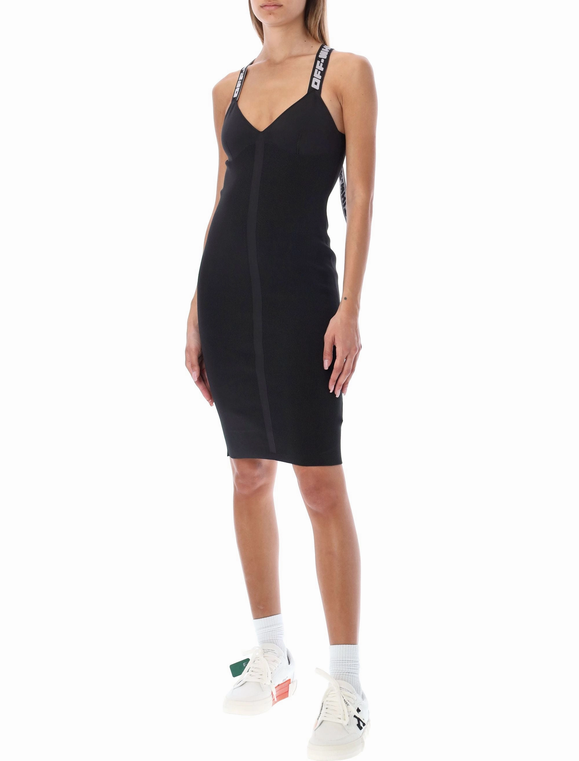 Off-White Criss-Cross Strap V-Neck Dress