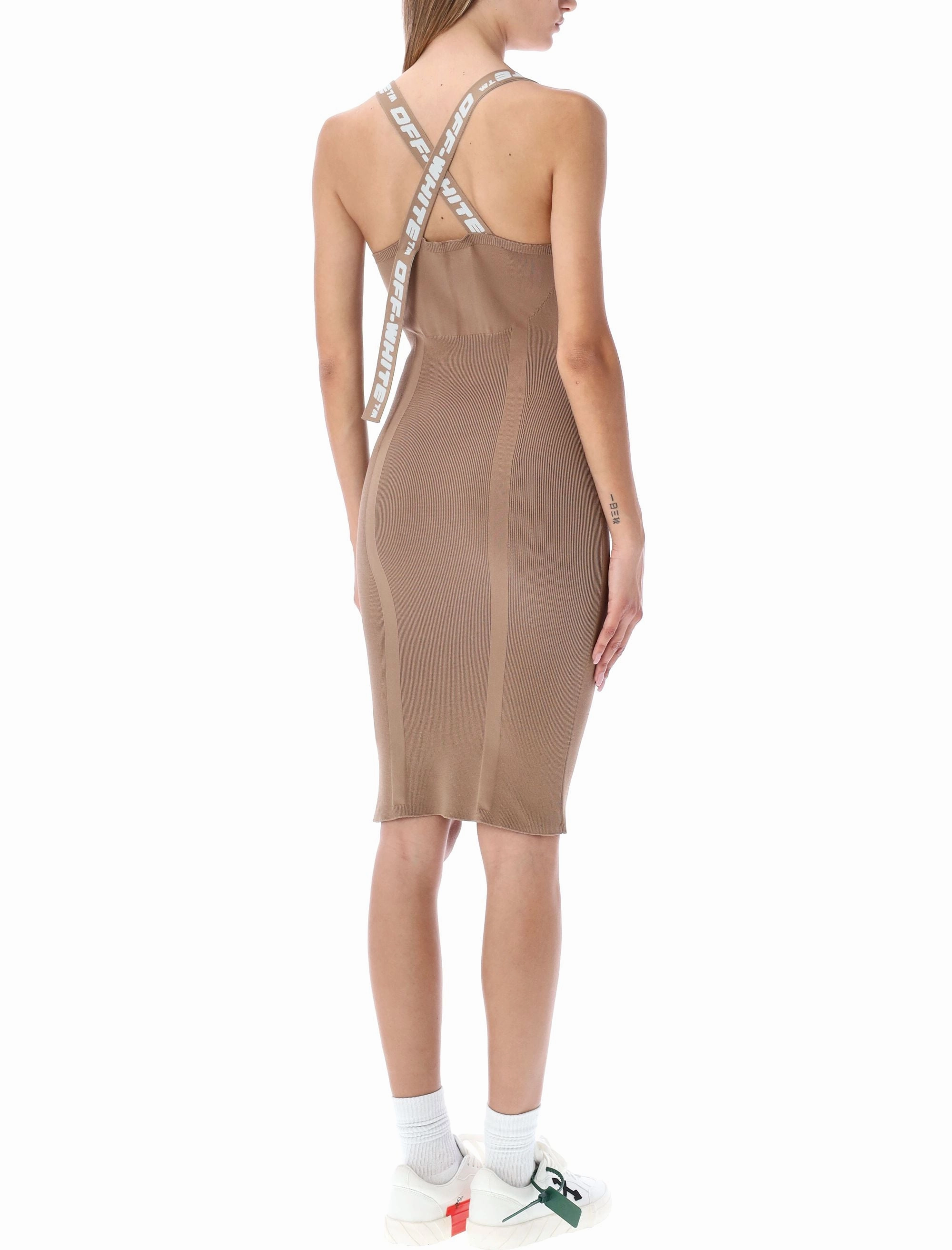 Off-White Logo Detailed V-Neck Sleeveless Dress