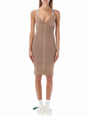 Off-White Logo Detailed V-Neck Sleeveless Dress
