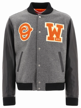 Off-White Logo Lettering Panelled Bomber Jacket