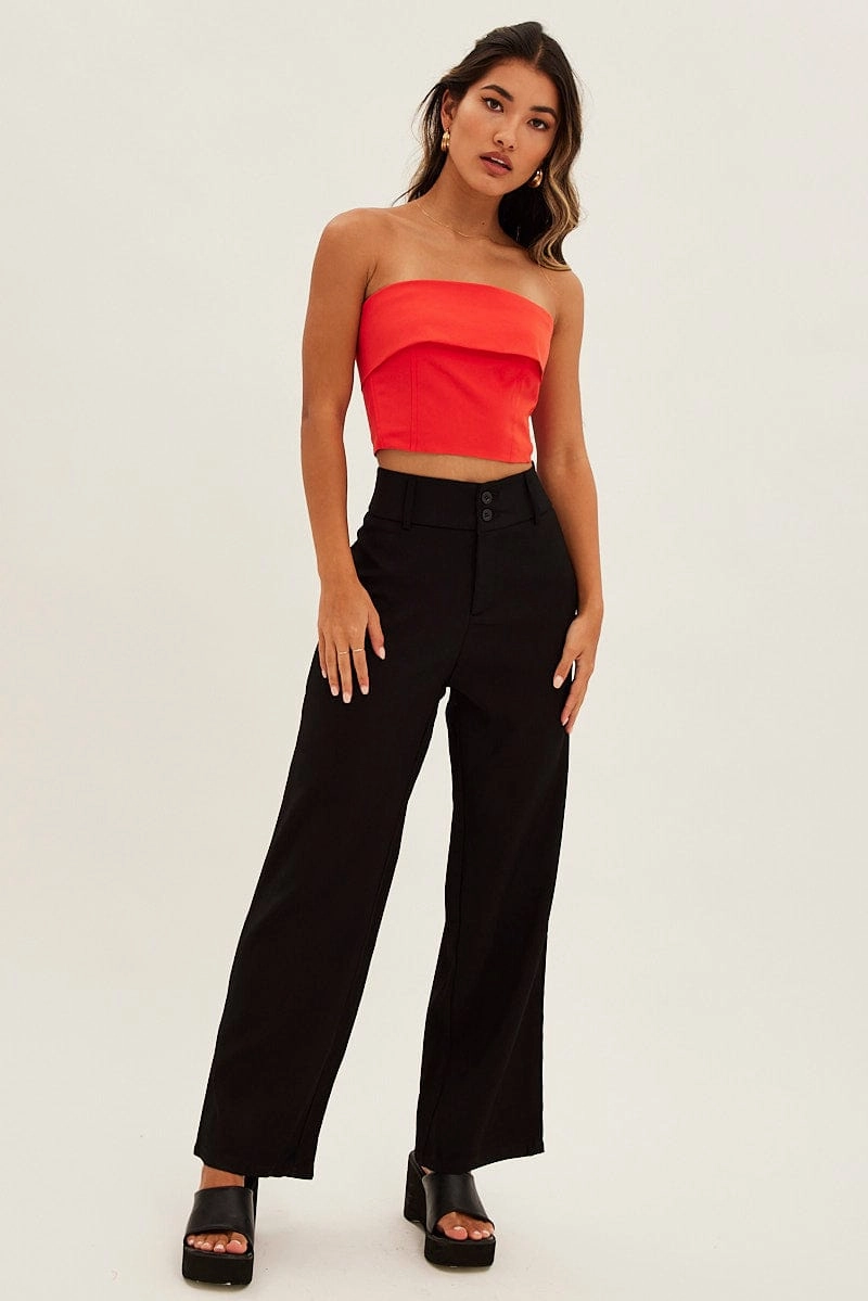 Orange Bandeau Top Sleeveless Strapless Crop