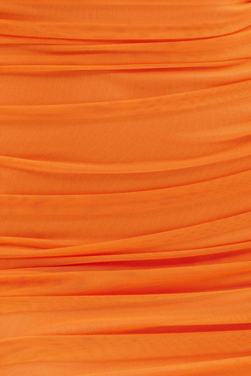 Orange Bodycon Mini Dress Side Keyhole