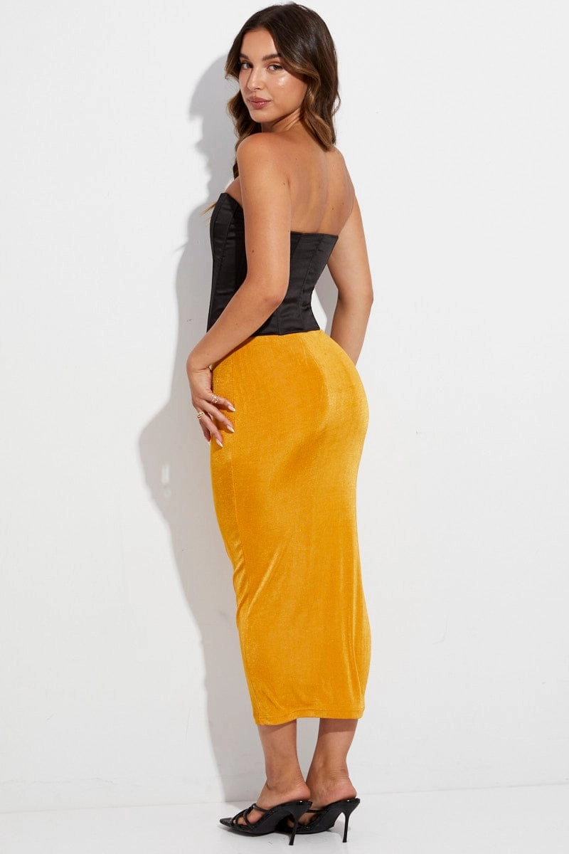 Orange Midi Skirt Bodycon