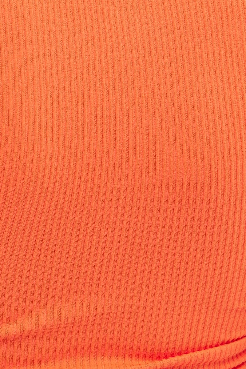 Orange Ruched Tank Top Crew Neck Seamless
