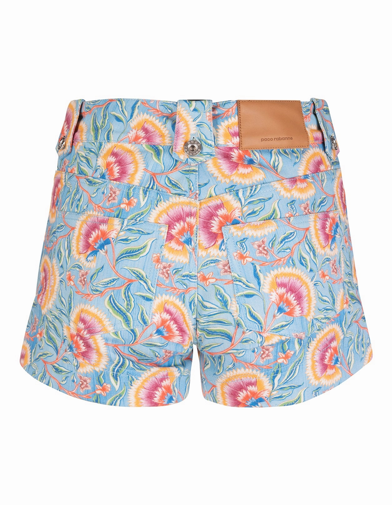 Paco Rabanne Floral Printed Denim Shorts