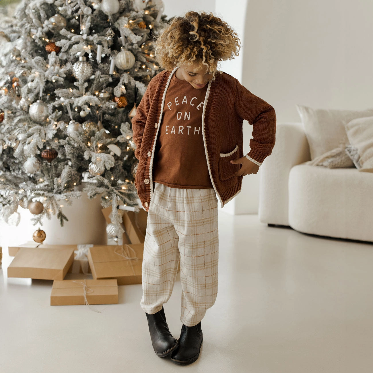 Palmer Pant - Vintage Plaid - Natural / Gold / Brick - FINAL SALE