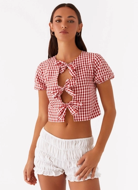 Pandora Blouse - Red Gingham